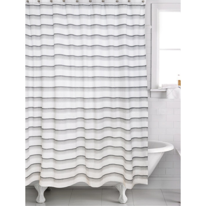 Gracie Oaks Catoosa 100 Cotton 2 Piece Striped Shower Curtain Set