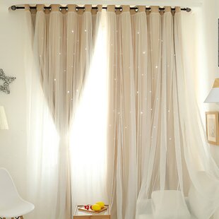 Girls Bedroom Curtain for Starry Twinkle Blackout Curtains with Voile 