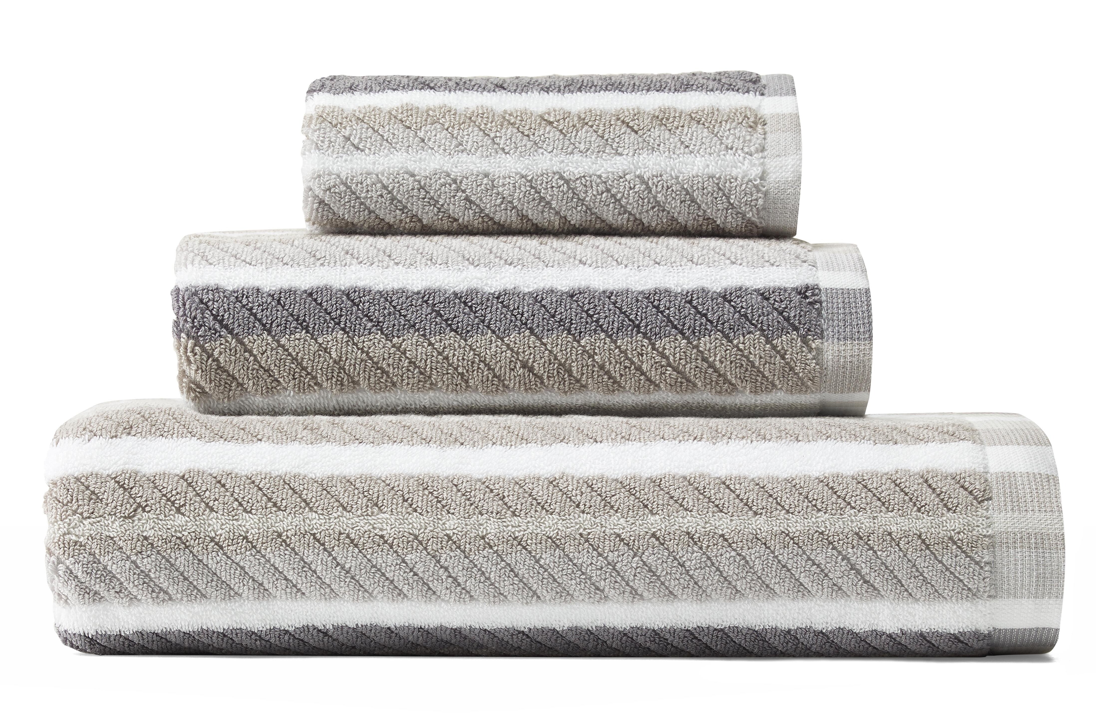 grey and brown bathroom towels