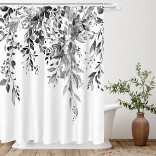 71" Shower Curtain with 12 pcs Hooks Waterproof Mildewproof Bath Curtain black 