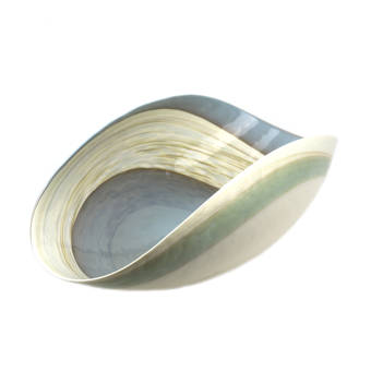 Rosecliff Heights Dede Glass Oval Beachy Decorative Plate In Ivory Teal Green Wayfair