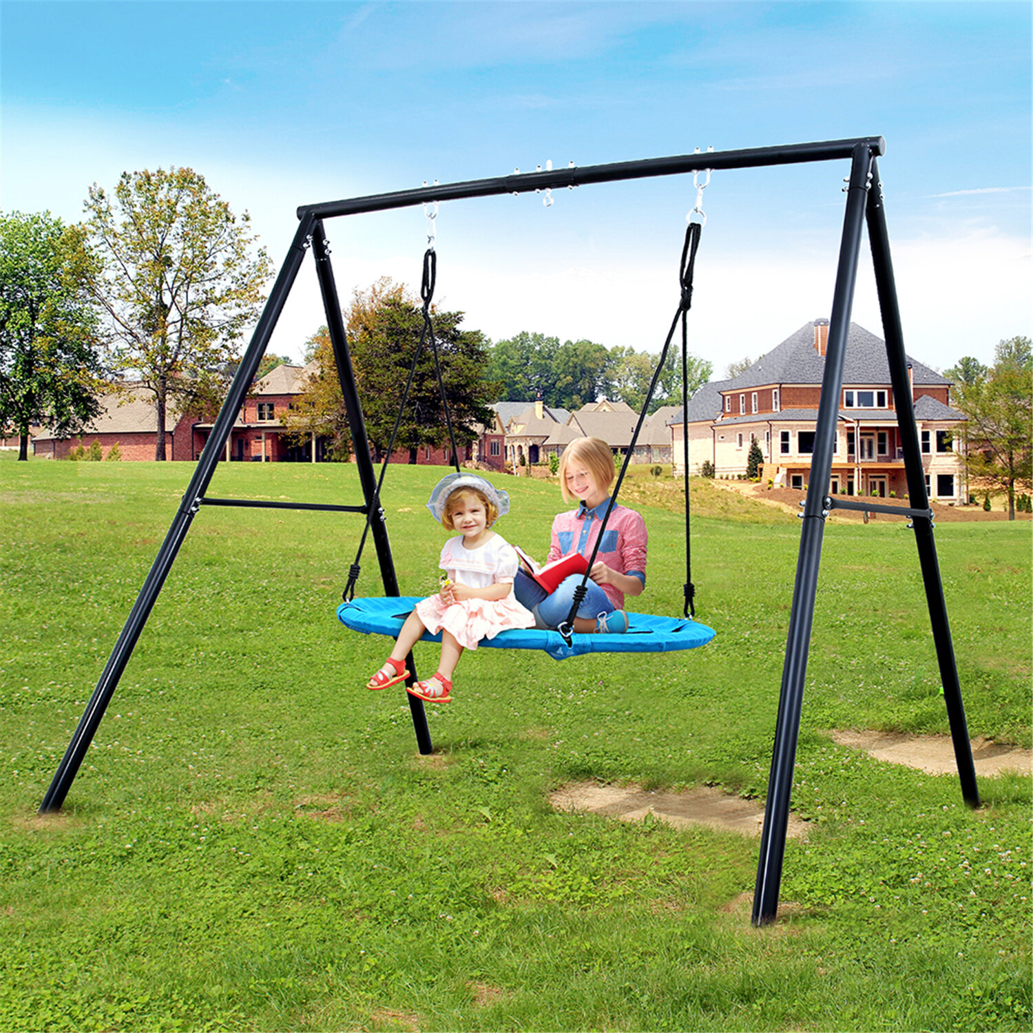 outdoor playset with saucer swing