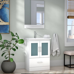 Duke 24 Single Bathroom Vanity Set with Mirror Wade Logan Fashion and beautiful backpack