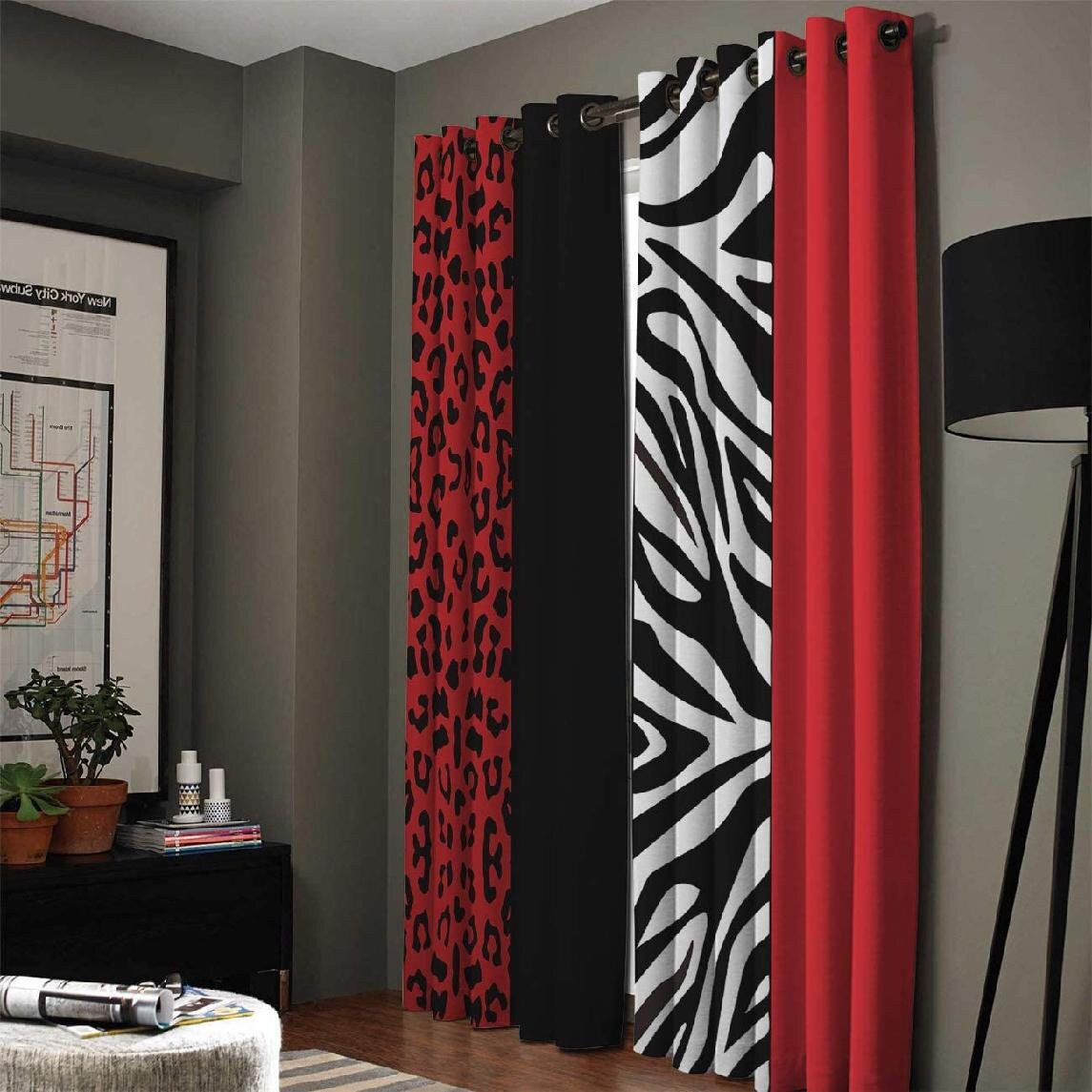 3D Effect Blackout Curtains Living Room Bedroom Window Drapes 2 Panel Set 