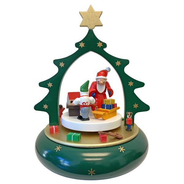 Christmas Sleigh Music Box Clockwork Musical Toy Xmas Santa Claus Decoration