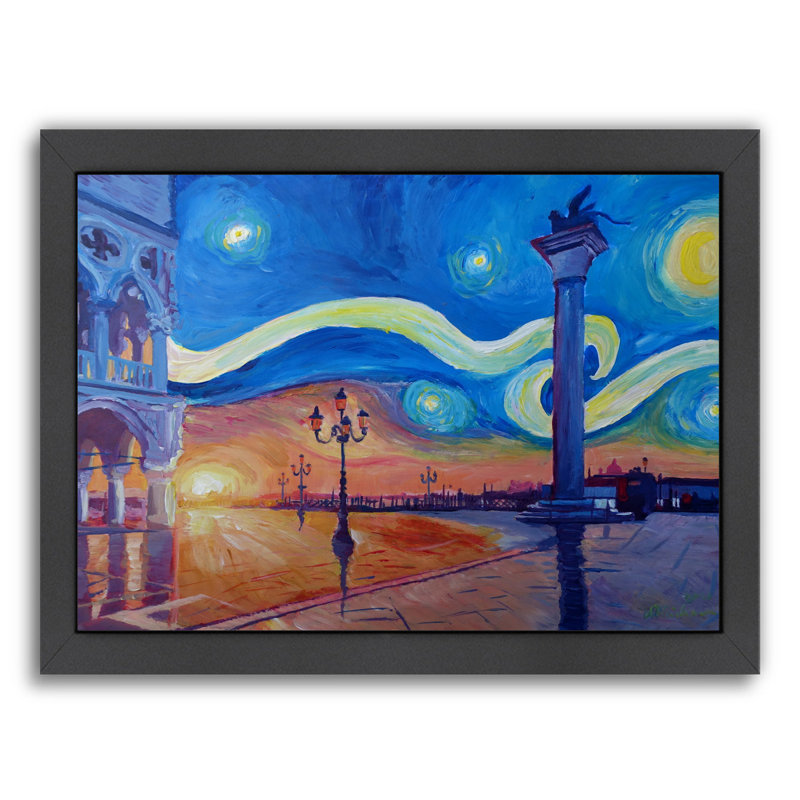 East Urban Home Starry Night In Venice Italy San Marco With Lion