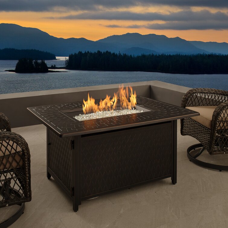 Red Barrel Studio® Mayfield Aluminum Rectangular Lpg/ng Fire Pit | Wayfair