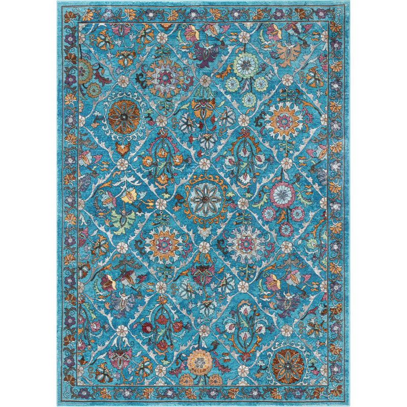 Well Woven Bleecker Street Sabra Fl Vintage Blue Orange Area Well Woven Bleecker Street Sabra Fl