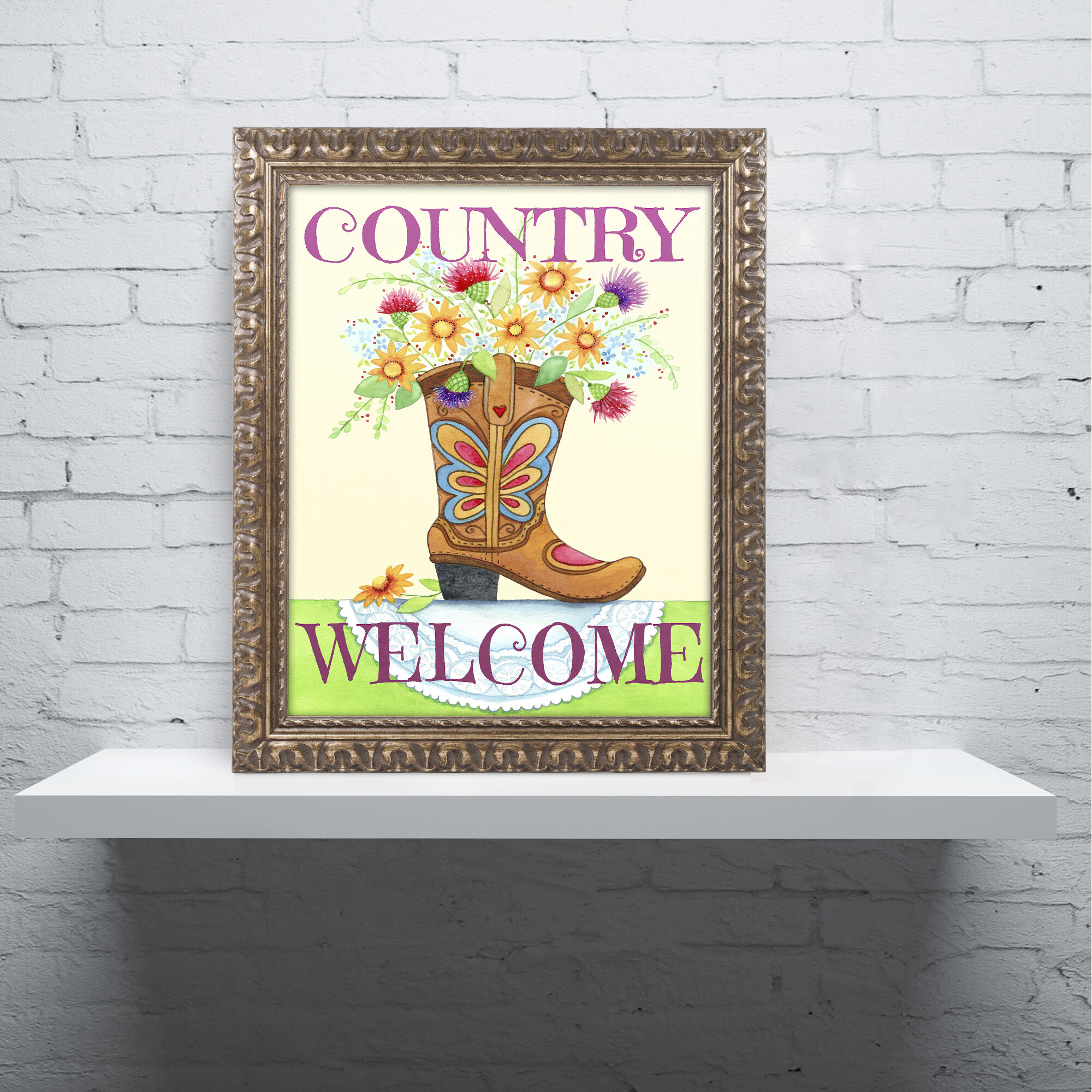 Cowboy Boots Welcome Hang Around Sign 