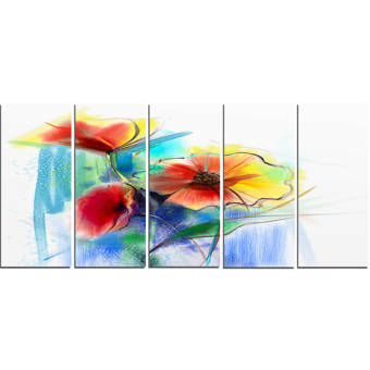 Designart Growling Grizzly Bear Watercolor 4 Piece Painting Print On Wrapped Canvas Set Wayfair