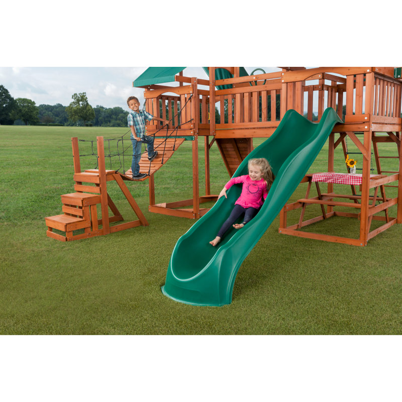 jungle fun complete wooden swing set