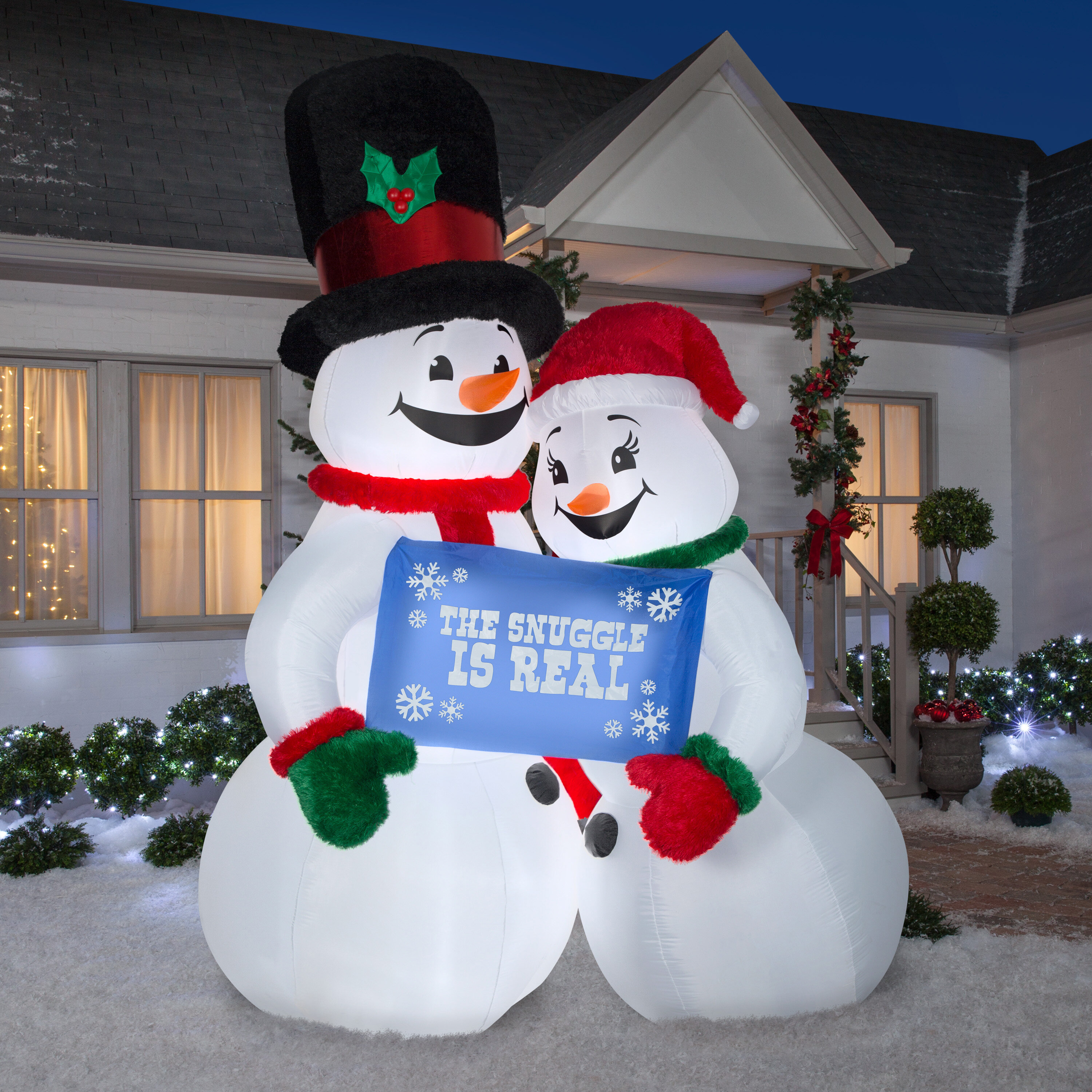 7 FT SNOWMAN CHRISTMAS LIGHT PROJECTION AIR BLOWN INFLATABLE OUTDOOR YARD DECOR 