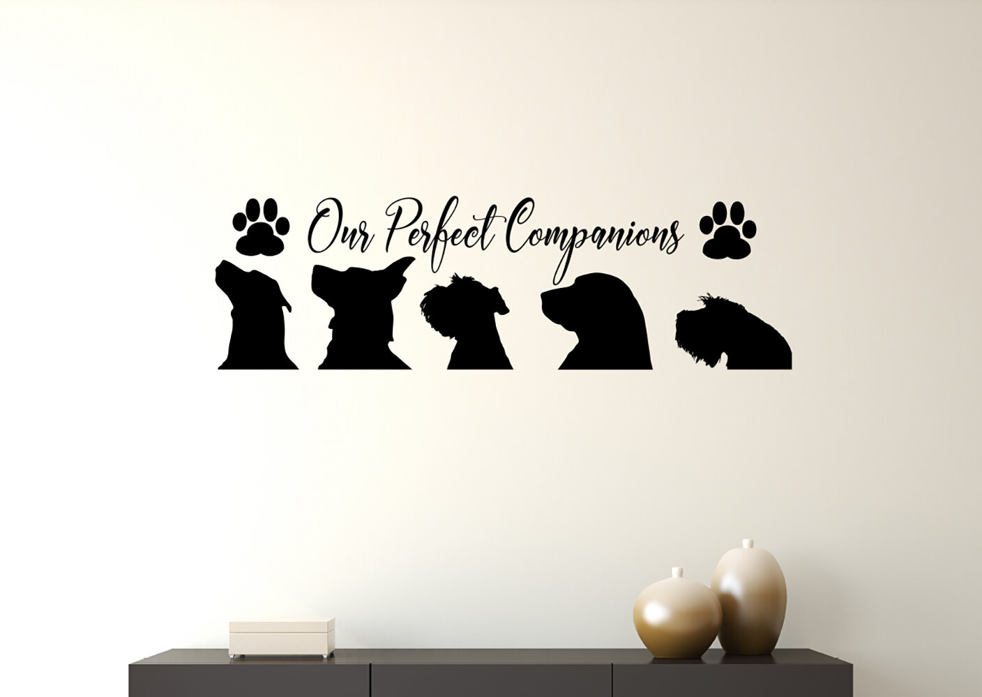 Porter Our Perfect Companions Paw Dog Head Silhouettes Wall Decal |