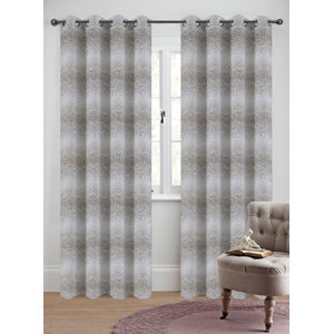 Metro Jacquard Damask Semi-Sheer Grommet Curtain Panels (Set of 2)