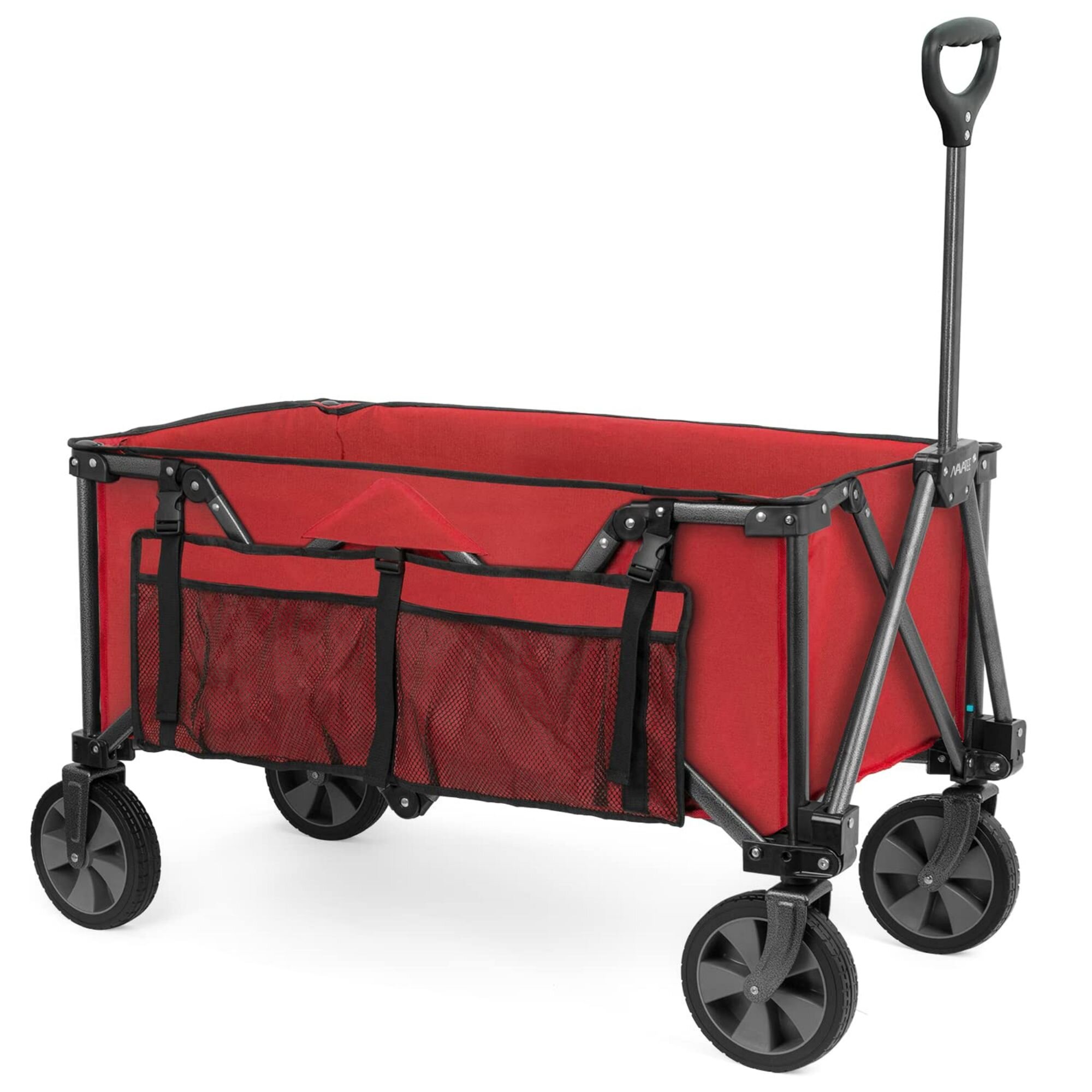 Folding Wagon Cart Collapsible Folding Garden Cart Beach Utility Outdoor Red 
