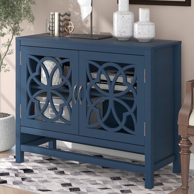 Wood Accent Sideboard Storage Cabinet With Doors And Adjustable Shelf For Entryway Kitchen Dining Room