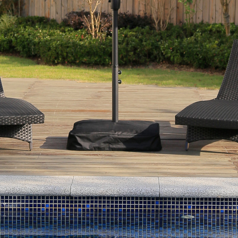 Arlmont Co Outdoor Umbrella Stand W Easy Rolling Base Heavy Duty Universal Design For Weighted Commercial Patio Deck Big Mobile Sun Shade W Hidden Wheels Bronze Black Sandstone