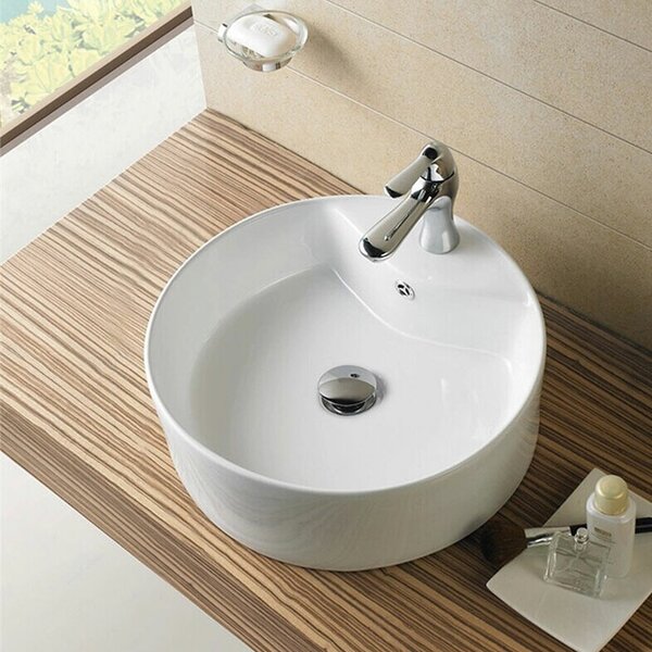 Decoraport Ceramic Circular Vessel Bathroom Sink with ...