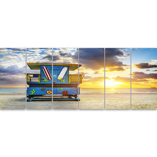 Designart Miami South Beach Sunrise 6 Piece Photographic Print