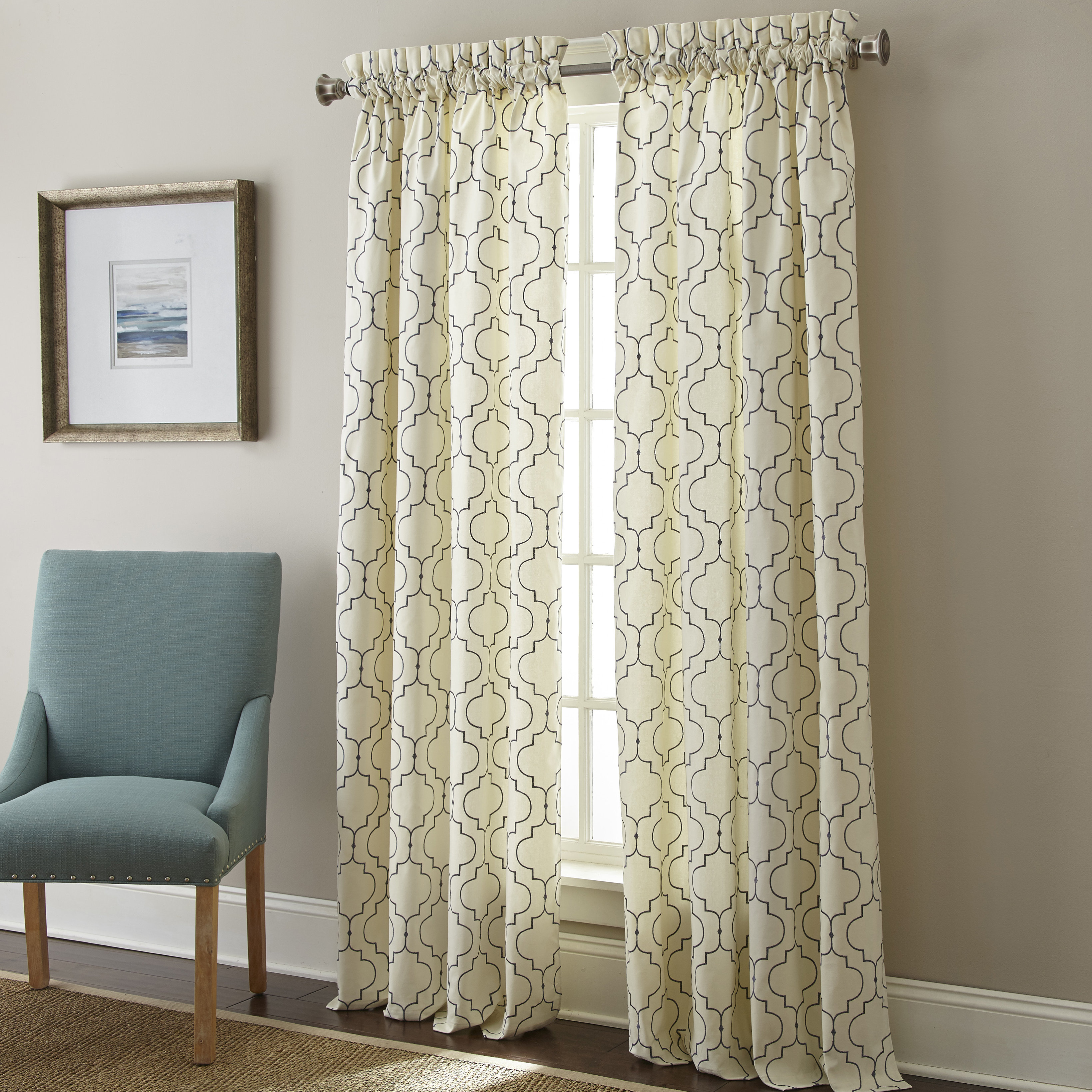 House Of Hampton Napier Embroidered Window Geometric Semi Sheer