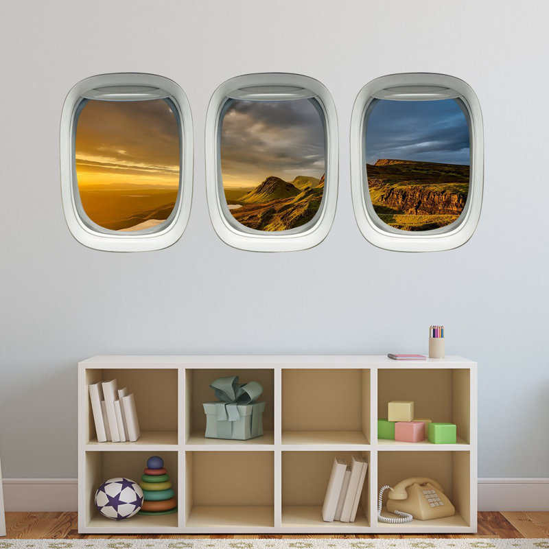 East Urban Home 3 Piece Nature Scenery Aviation Airplane Window