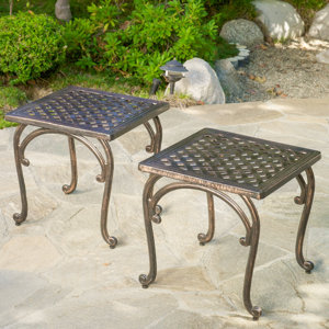 Glenn Cast Aluminum Outdoor Side Table (Set of 2)