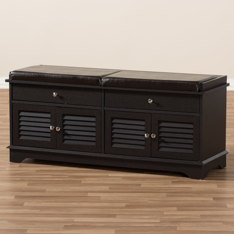 Charlton Home Pierce 2 Drawer Shoe Wood Storage Bench Reviews