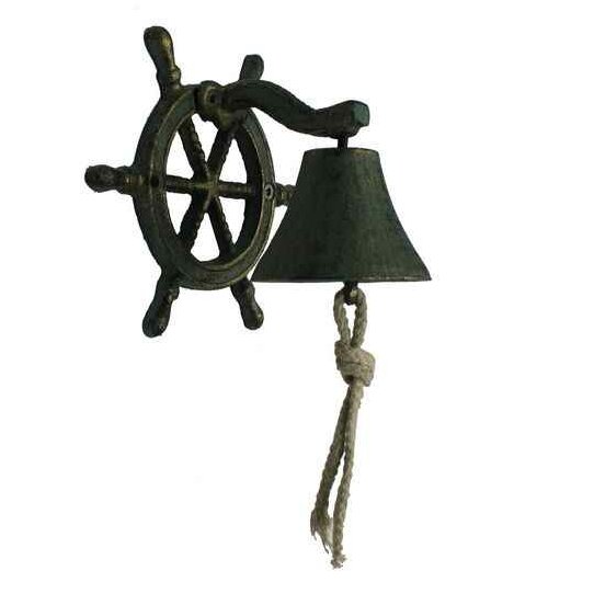 Hanging Ship Wheel Bell Wall Décor