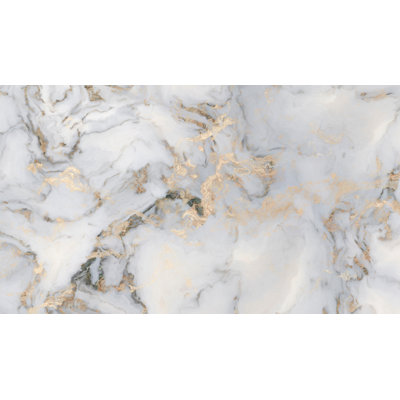 Lemoore Peel And Stick White Marble Pattern Gold Abstract Removable Wallpaper