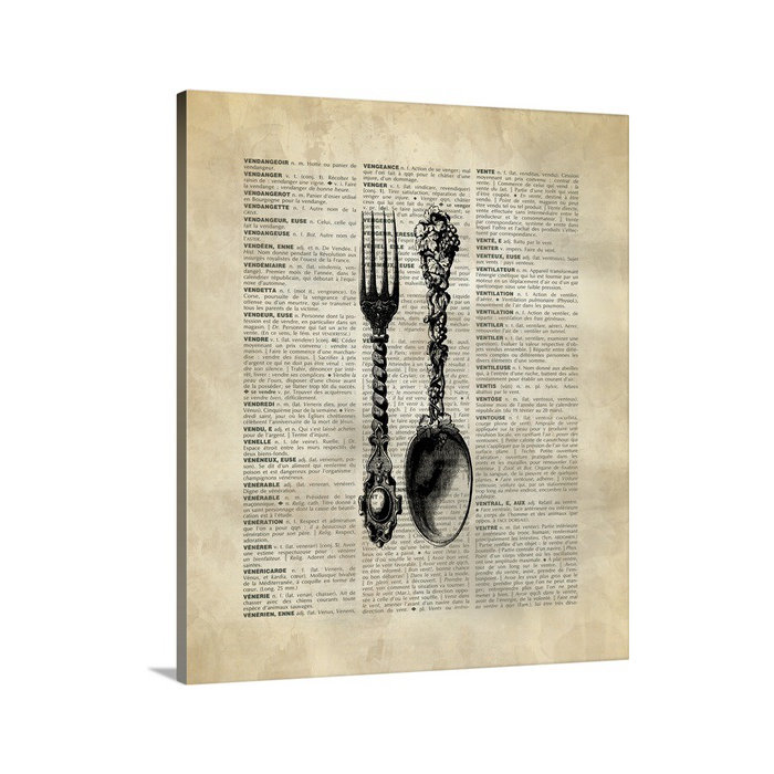Great Big Canvas Vintage Dictionary Art Spoon And Fork By Kate