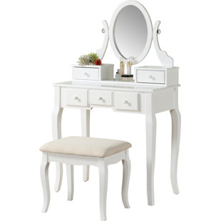 Zeke Wood Makeup Vanity Set With Mirror Zeke Wood Makeup Vanity Set With Mirror