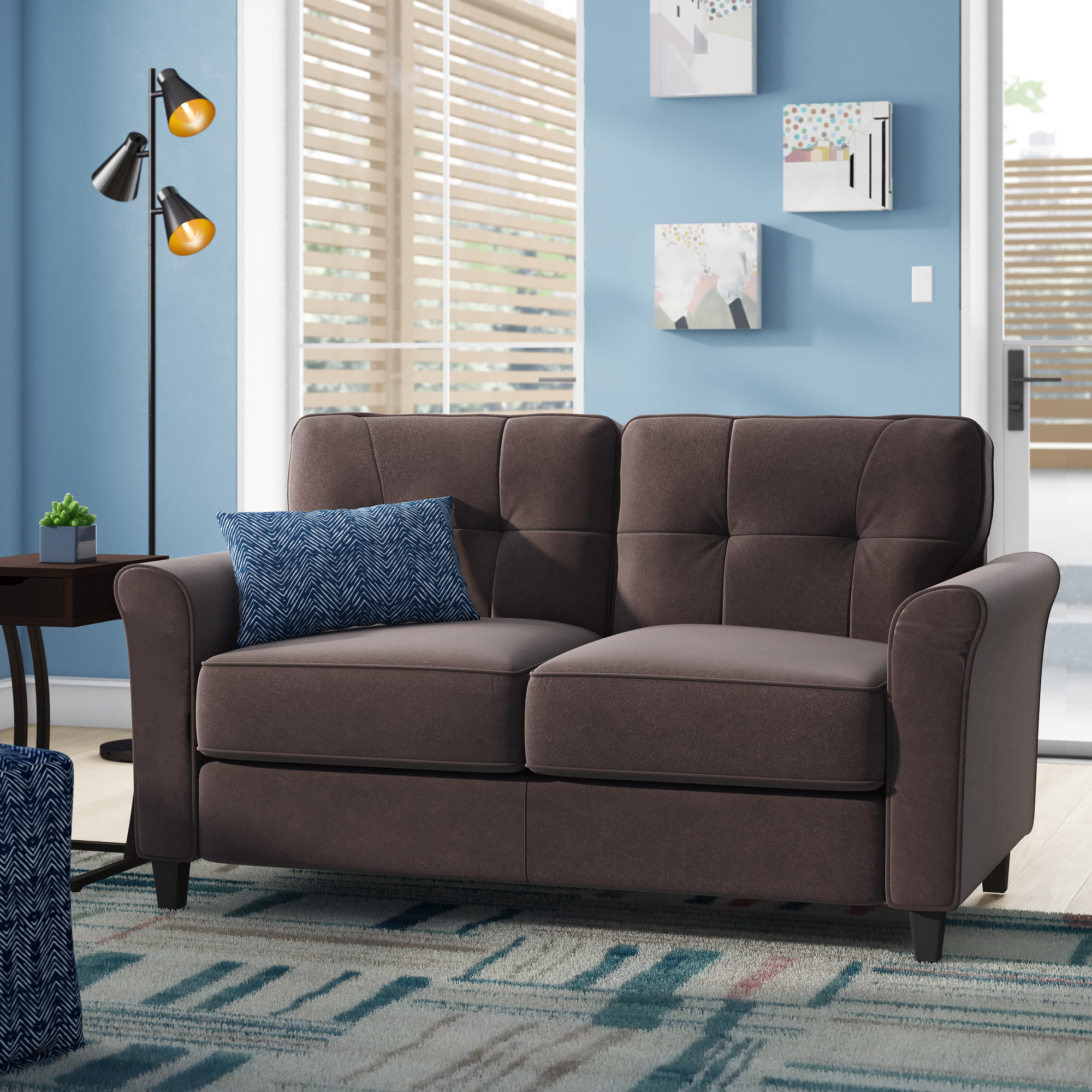 Cambridgeshire Microfiber 12" Round Arm Loveseat Cambridgeshire Microfiber 12" Round Arm Loveseat