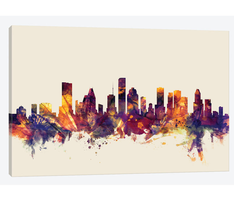 East Urban Home Skyline Series Houston Texas Usa On Beige
