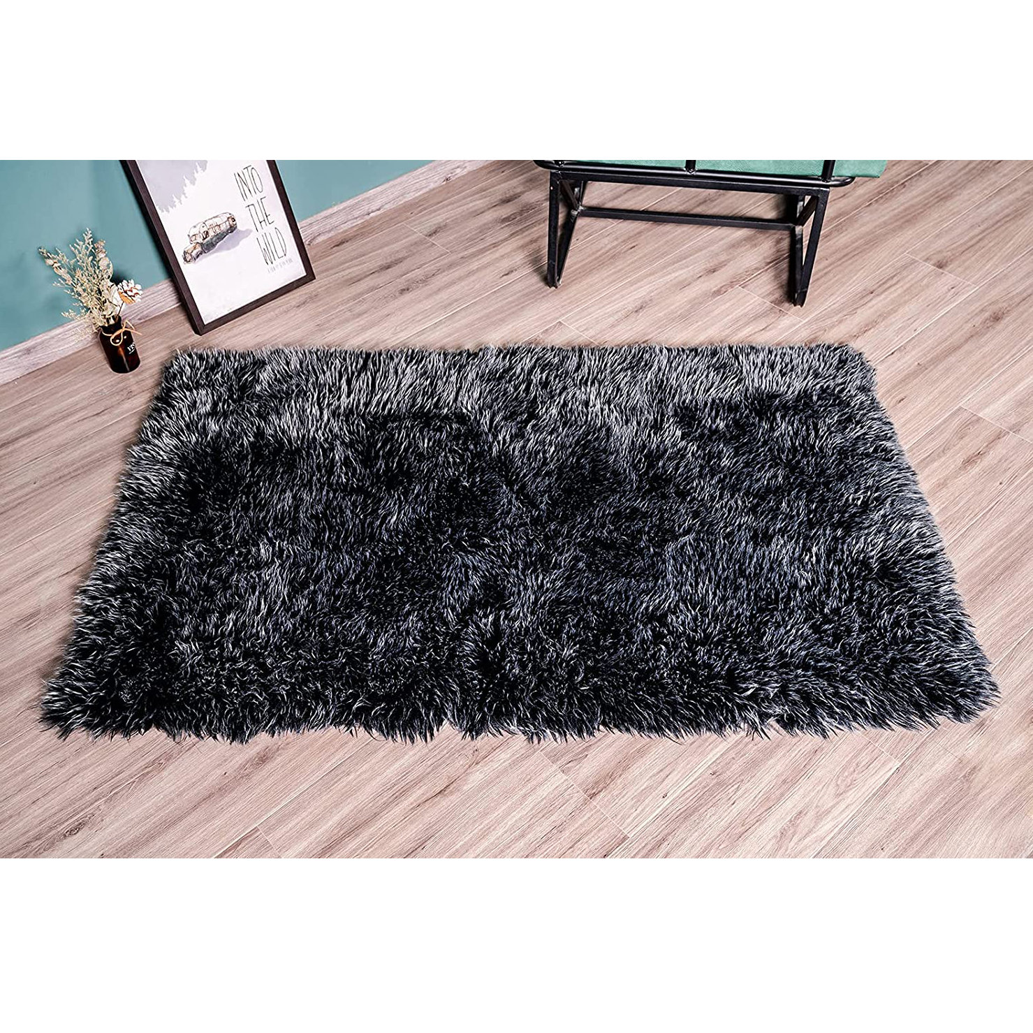 Latitude Run Shag Black Grey Area Rug Wayfair