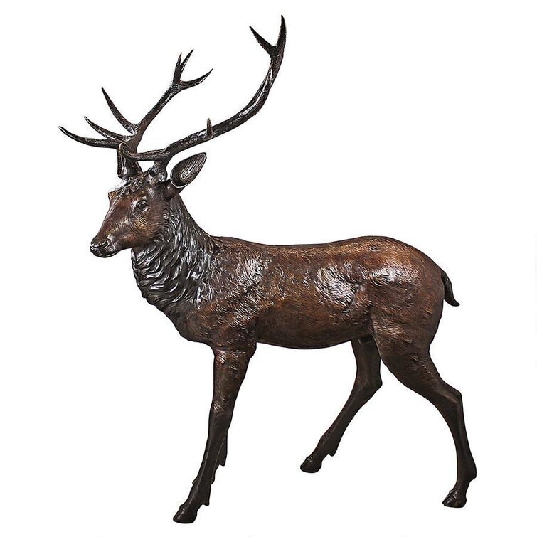 Cast Bronze Standing Deer 8 Point Buck Antlers Wildlife Animal Art Statue