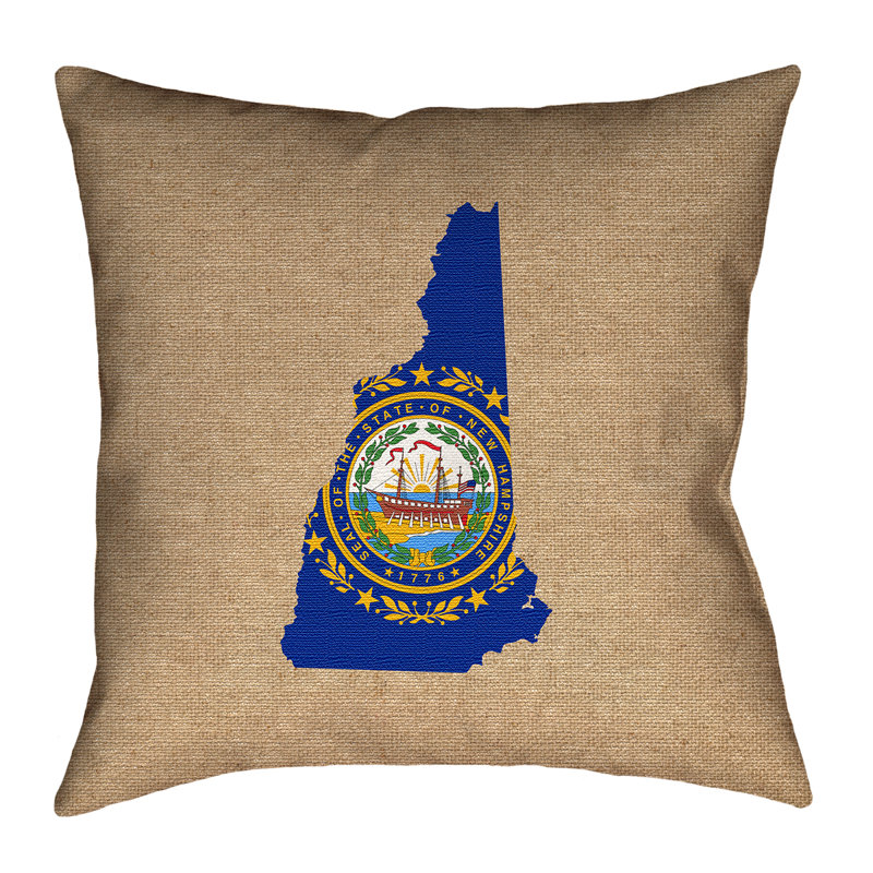 Ebern Designs Fawcett New Hampshire Flag Sepia Pillow In Cotton Twill Double Sided Print Euro Pillow Wayfair