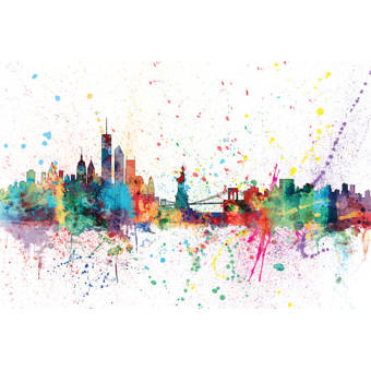 East Urban Home Rainbow Splash Skyline Series New York City New