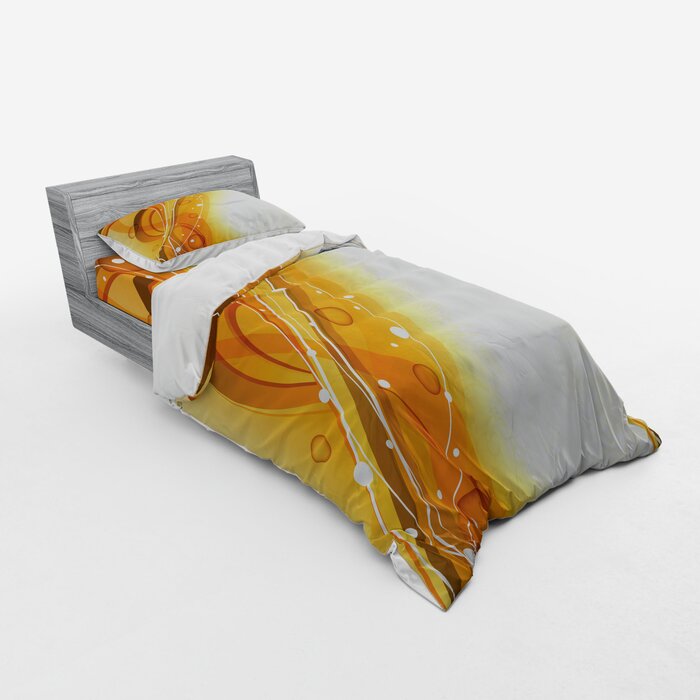 East Urban Home Ambesonne Orange Bedding Set Abstract Curves Of