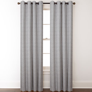 Fuller Striped Semi-Sheer Grommet Single Curtain Panel (Set of 2)