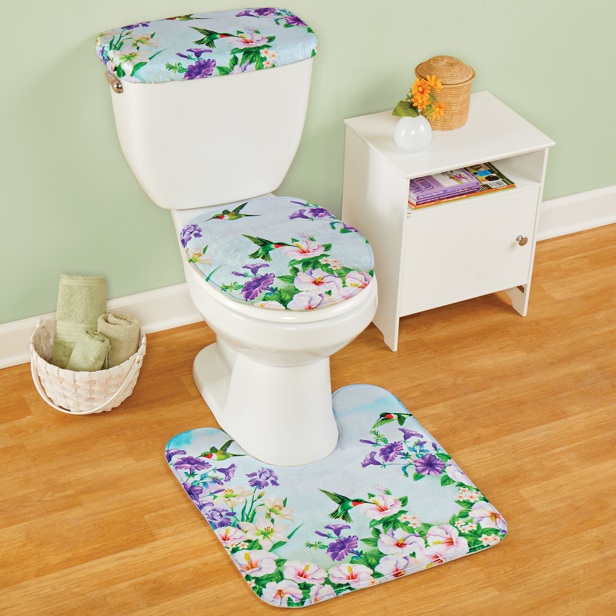 Alcott Hill® Juney Hummingbird Bloom Commode Toilet Seat Cover Wayfair