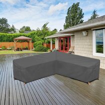 COOSOO Curved Sofa Cover Outdoor Patio Furniture Cover Couch Sectional Protector Waterproof Half Moon Sofa Set Cover with Windproof Elastic Cord for Garden Lawn Indoor All Weather Protection 