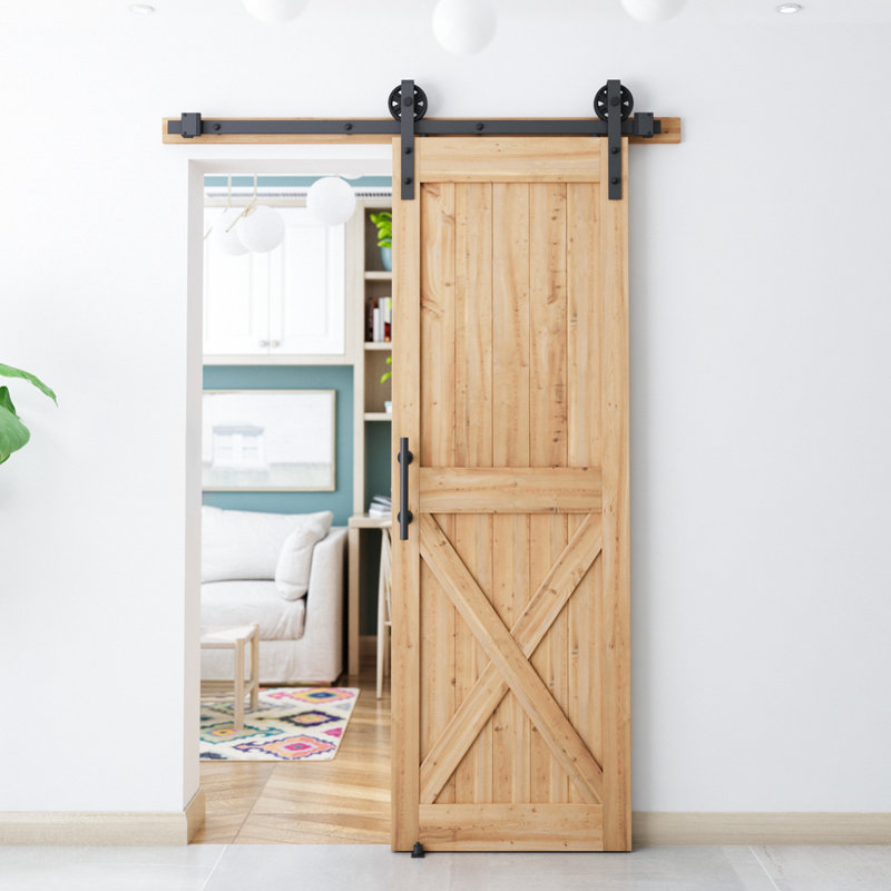 SMARTSTANDARD Heavy-Duty Sturdy Sliding Standard Single Barn Door Hardware Kit | Wayfair