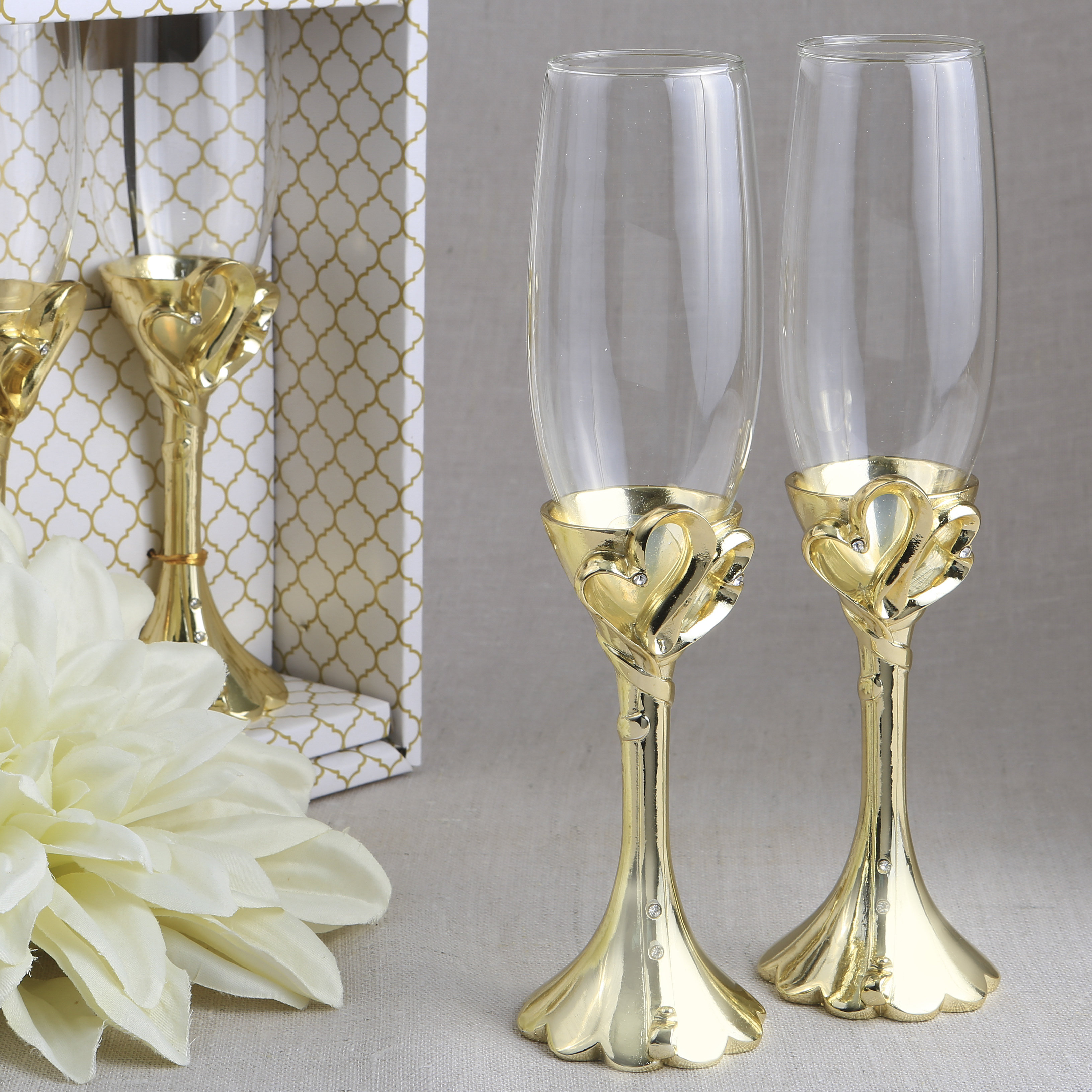 metallic champagne flutes