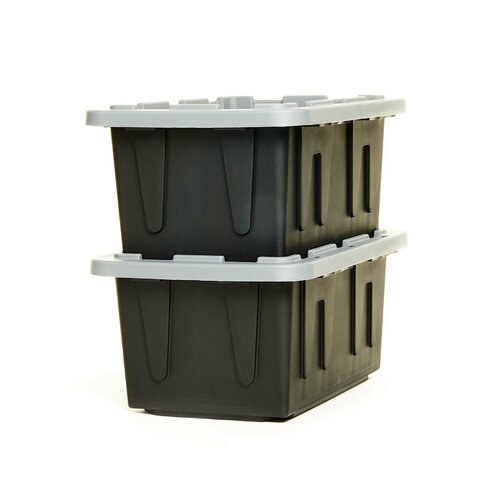 gray plastic tubs