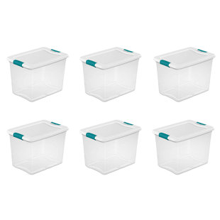 Uumitty 4 L Clear Plastic Storage Box 6 Packs Small Container with Handles 