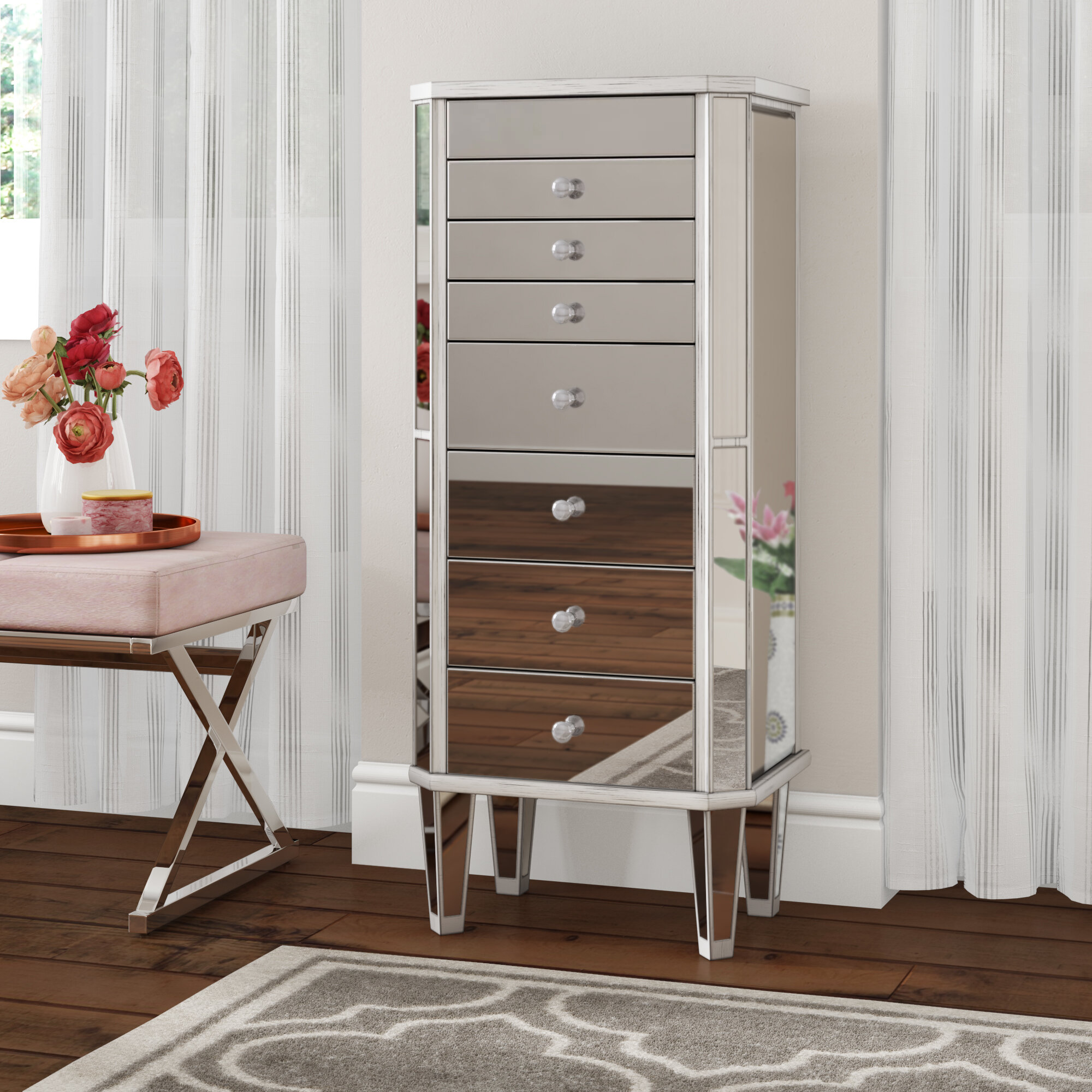 Willa Arlo Interiors Luann Free Standing Jewelry Armoire With