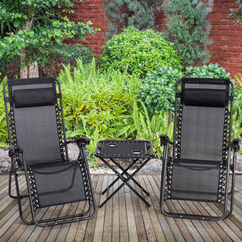 Orren Ellis Halia Reclining Sun Lounger Set With Table Wayfair