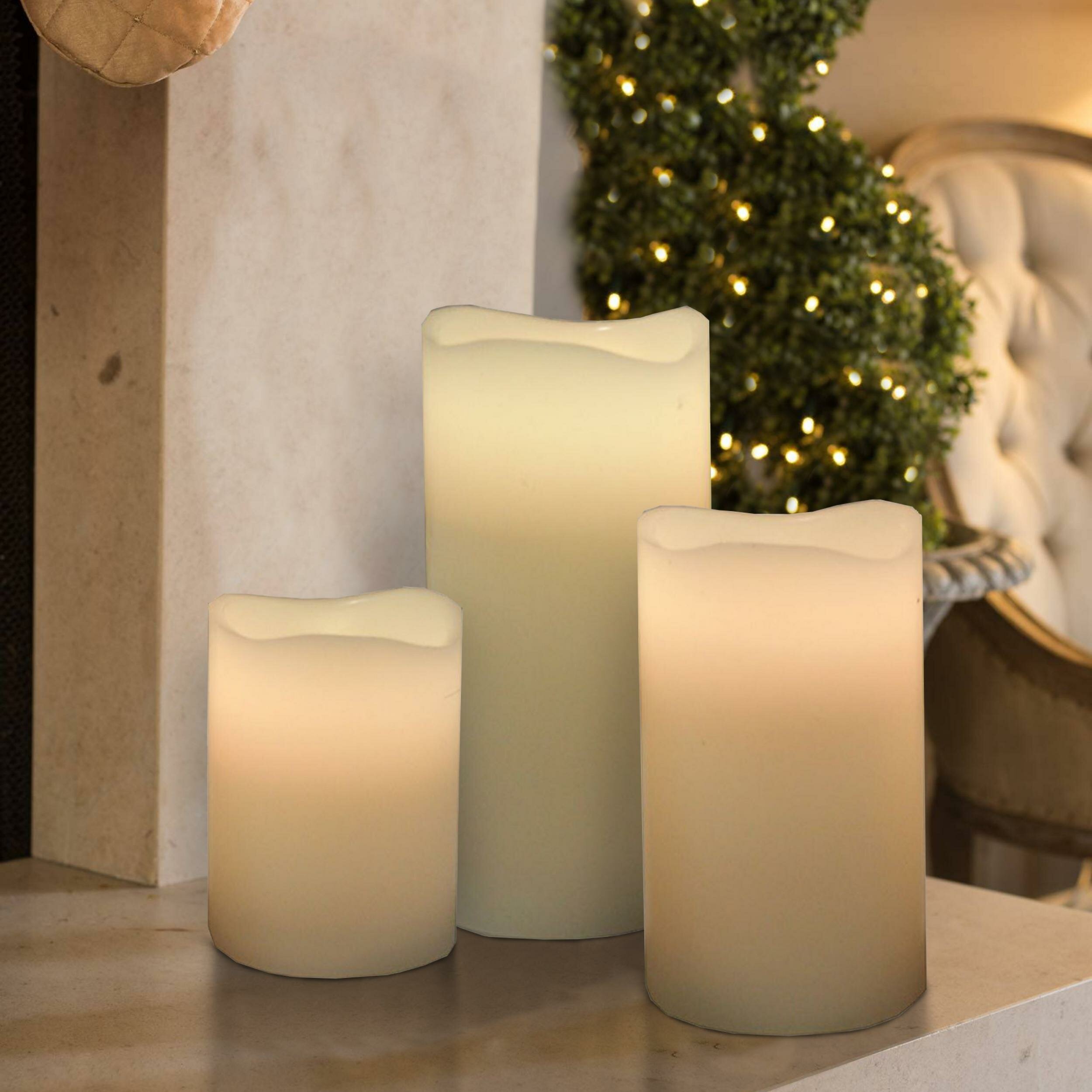 Alcott Hill 3 Piece Trendy Led Unscented Pillar Candle Set Reviews Wayfair