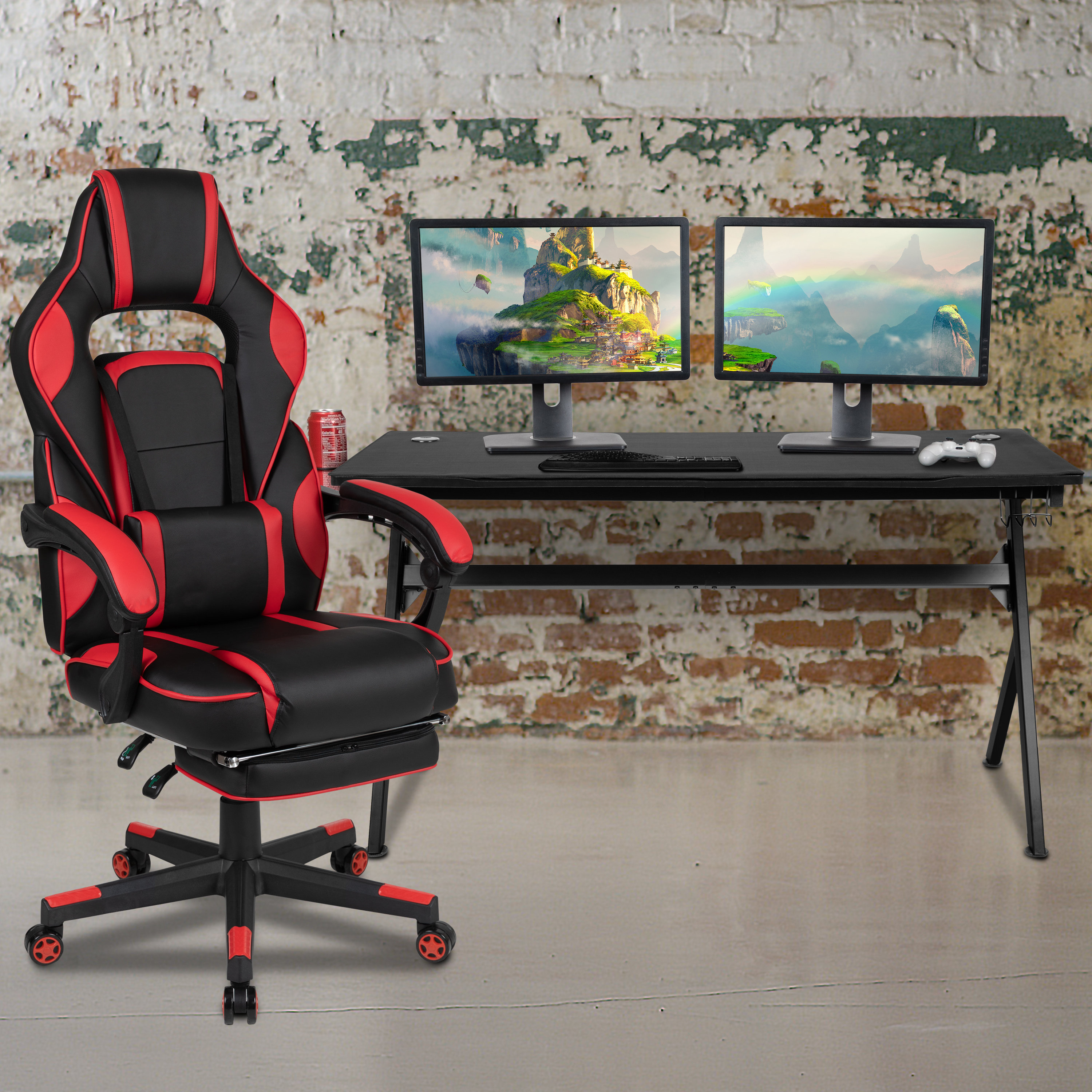 gaming desk and chair