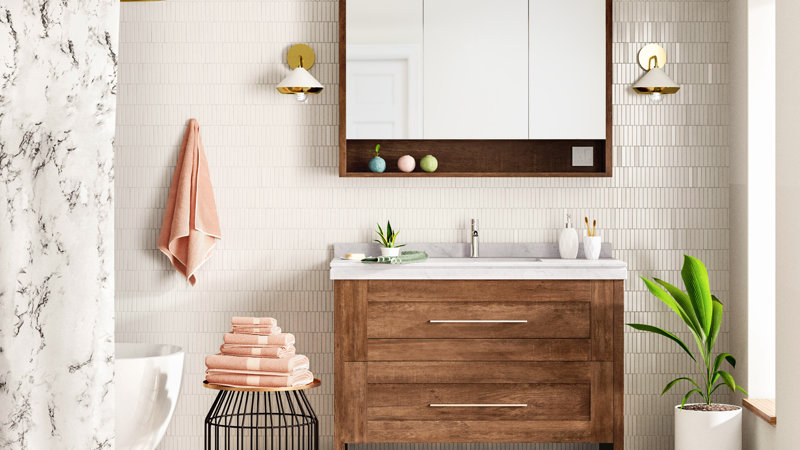 Wood Vanity with Mirror